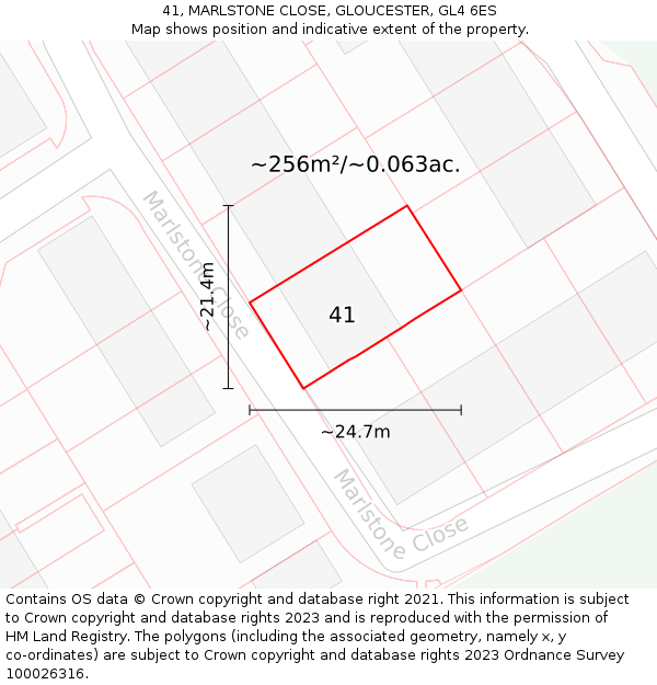 41, MARLSTONE CLOSE, GLOUCESTER, GL4 6ES: Plot and title map