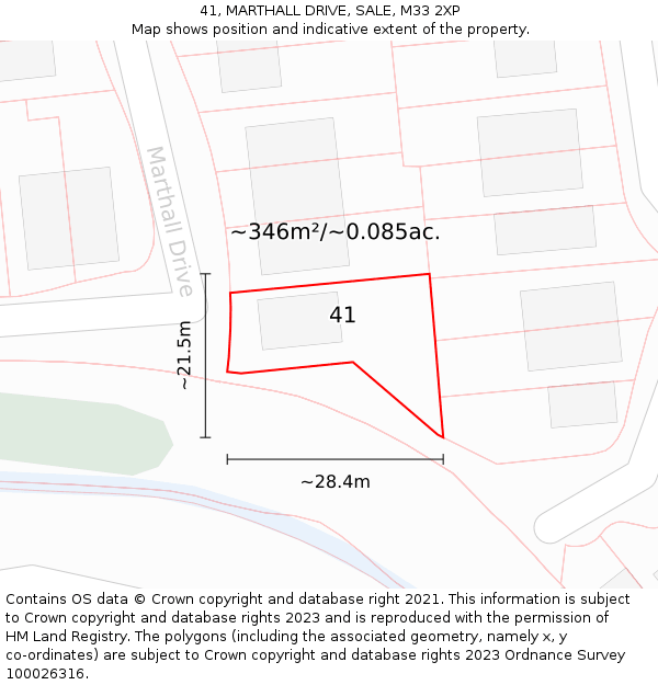 41, MARTHALL DRIVE, SALE, M33 2XP: Plot and title map