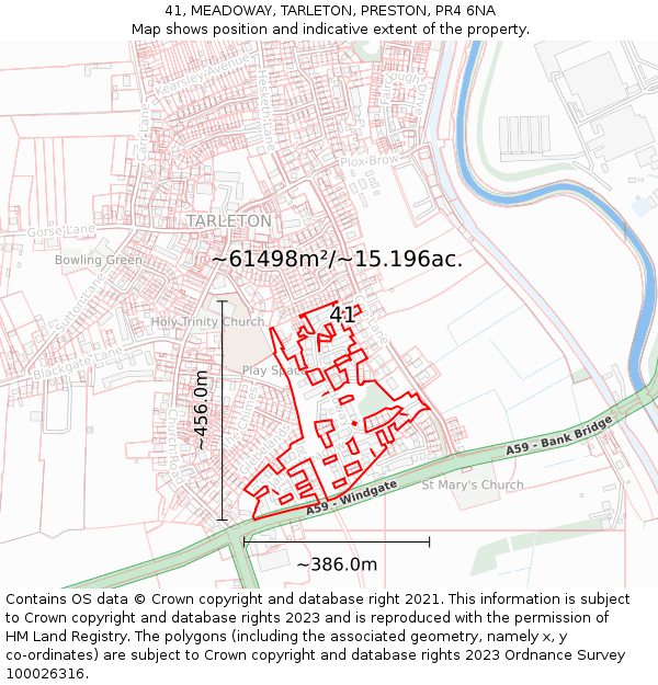 41, MEADOWAY, TARLETON, PRESTON, PR4 6NA: Plot and title map