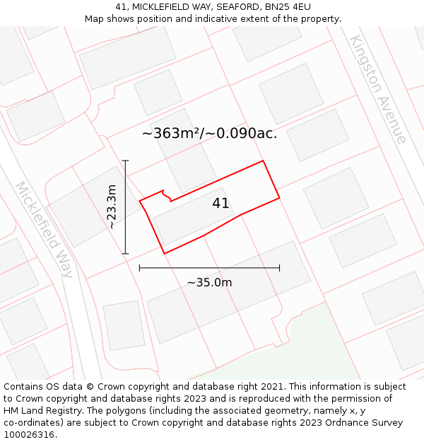 41, MICKLEFIELD WAY, SEAFORD, BN25 4EU: Plot and title map