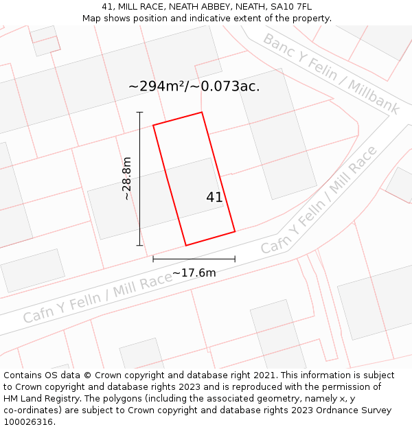 41, MILL RACE, NEATH ABBEY, NEATH, SA10 7FL: Plot and title map
