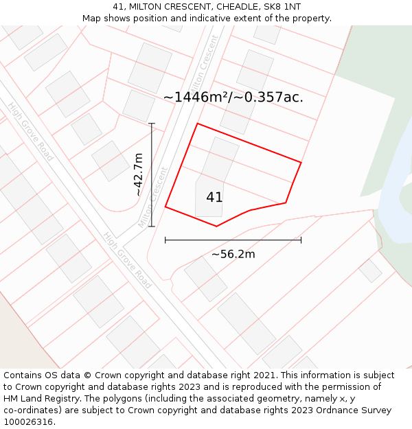 41, MILTON CRESCENT, CHEADLE, SK8 1NT: Plot and title map