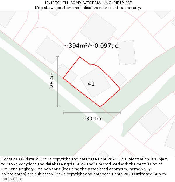 41, MITCHELL ROAD, WEST MALLING, ME19 4RF: Plot and title map