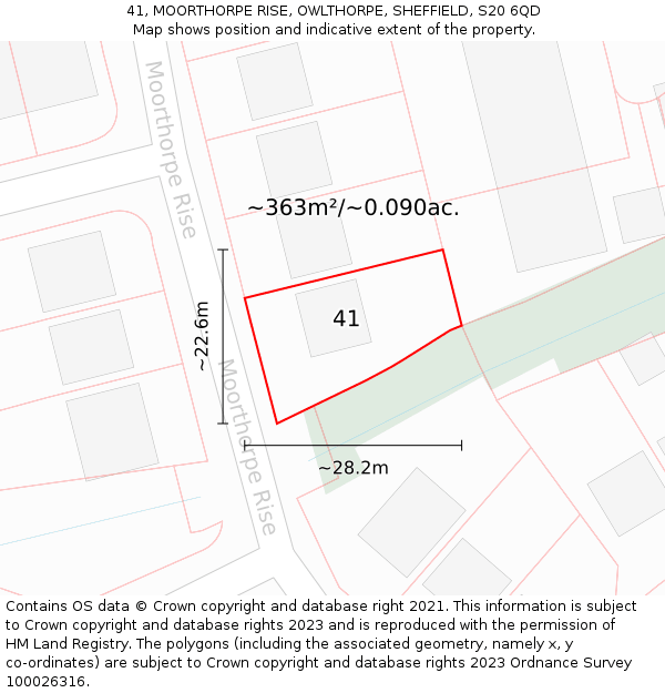 41, MOORTHORPE RISE, OWLTHORPE, SHEFFIELD, S20 6QD: Plot and title map