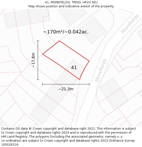 41, MOREFIELDS, TRING, HP23 5EU: Plot and title map