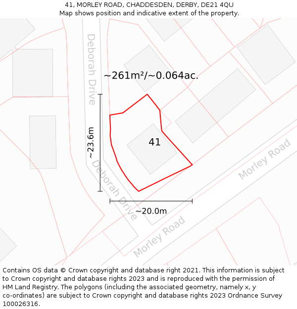 41, MORLEY ROAD, CHADDESDEN, DERBY, DE21 4QU: Plot and title map