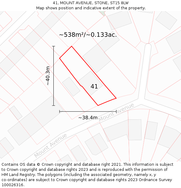 41, MOUNT AVENUE, STONE, ST15 8LW: Plot and title map