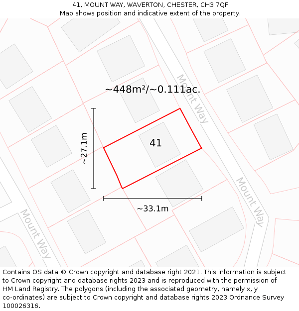 41, MOUNT WAY, WAVERTON, CHESTER, CH3 7QF: Plot and title map