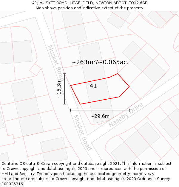 41, MUSKET ROAD, HEATHFIELD, NEWTON ABBOT, TQ12 6SB: Plot and title map