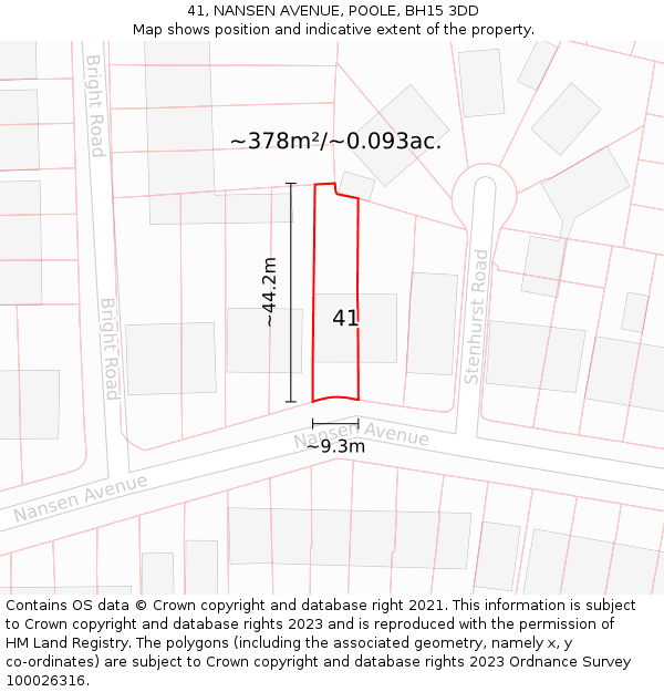 41, NANSEN AVENUE, POOLE, BH15 3DD: Plot and title map