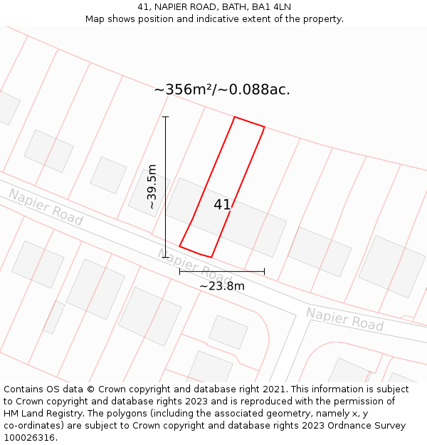 41, NAPIER ROAD, BATH, BA1 4LN: Plot and title map