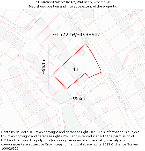 41, NASCOT WOOD ROAD, WATFORD, WD17 4WE: Plot and title map