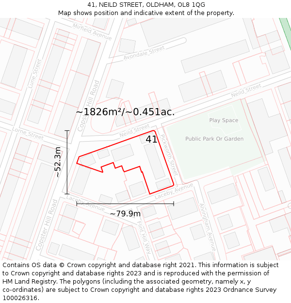 41, NEILD STREET, OLDHAM, OL8 1QG: Plot and title map