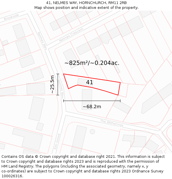 41, NELMES WAY, HORNCHURCH, RM11 2RB: Plot and title map