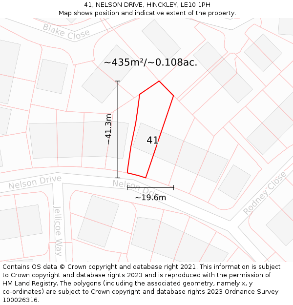 41, NELSON DRIVE, HINCKLEY, LE10 1PH: Plot and title map