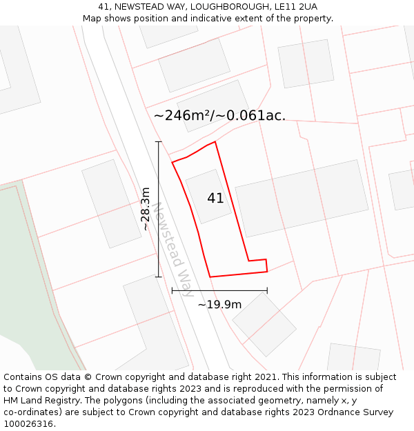 41, NEWSTEAD WAY, LOUGHBOROUGH, LE11 2UA: Plot and title map