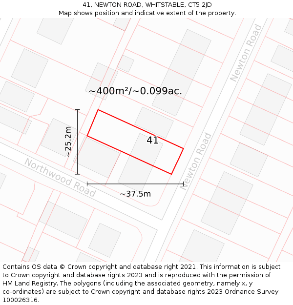 41, NEWTON ROAD, WHITSTABLE, CT5 2JD: Plot and title map