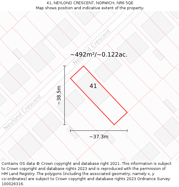 41, NEYLOND CRESCENT, NORWICH, NR6 5QE: Plot and title map