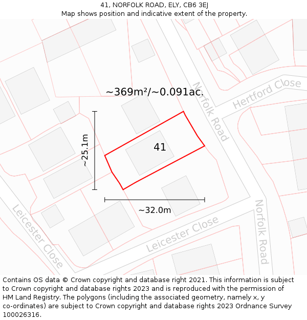 41, NORFOLK ROAD, ELY, CB6 3EJ: Plot and title map