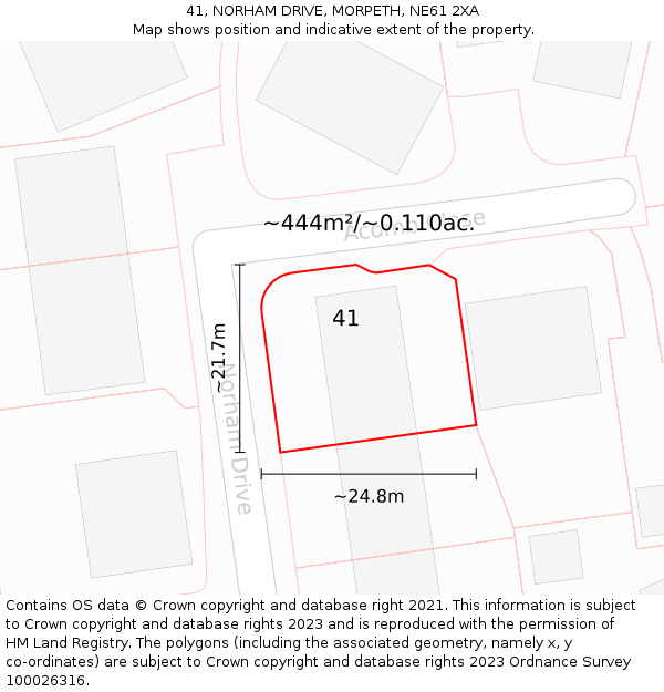 41, NORHAM DRIVE, MORPETH, NE61 2XA: Plot and title map