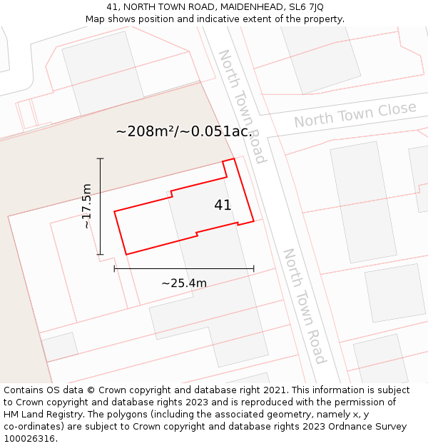 41, NORTH TOWN ROAD, MAIDENHEAD, SL6 7JQ: Plot and title map