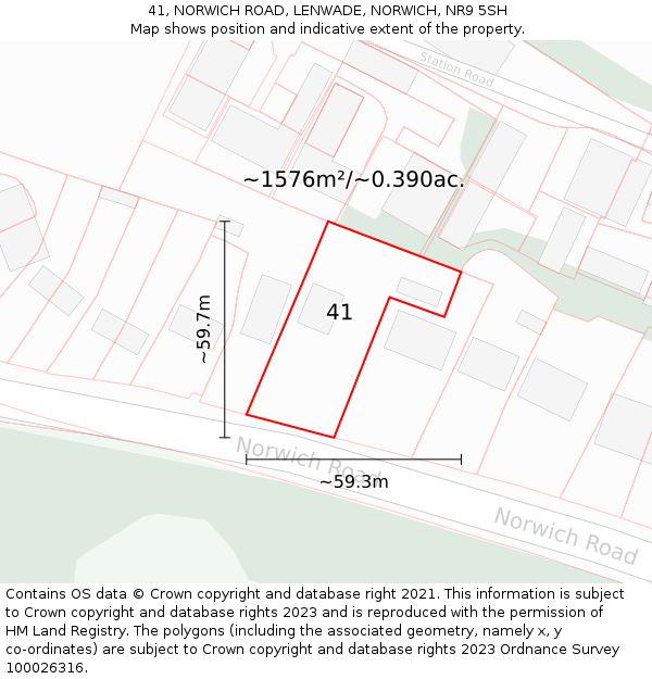 41, NORWICH ROAD, LENWADE, NORWICH, NR9 5SH: Plot and title map