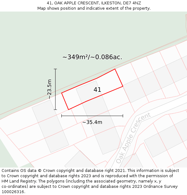 41, OAK APPLE CRESCENT, ILKESTON, DE7 4NZ: Plot and title map