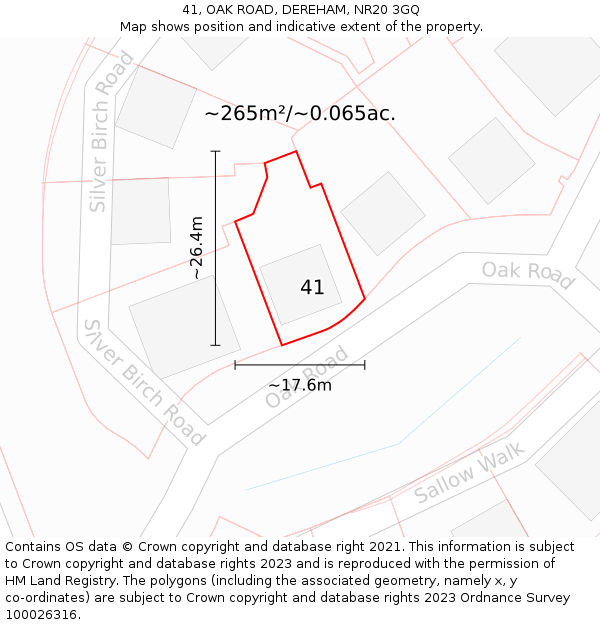 41, OAK ROAD, DEREHAM, NR20 3GQ: Plot and title map