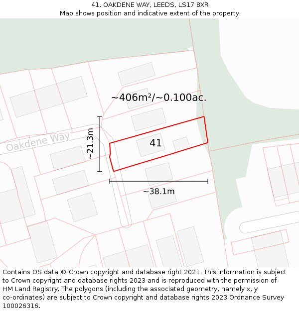 41, OAKDENE WAY, LEEDS, LS17 8XR: Plot and title map
