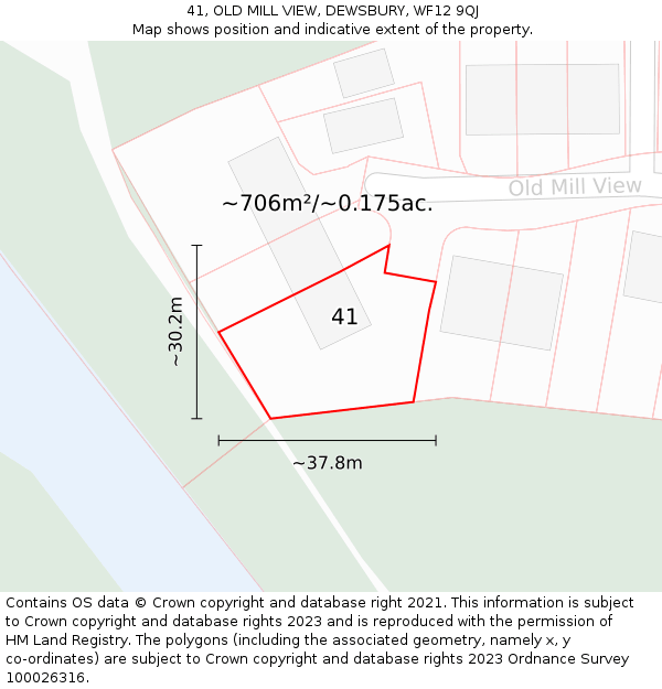 41, OLD MILL VIEW, DEWSBURY, WF12 9QJ: Plot and title map