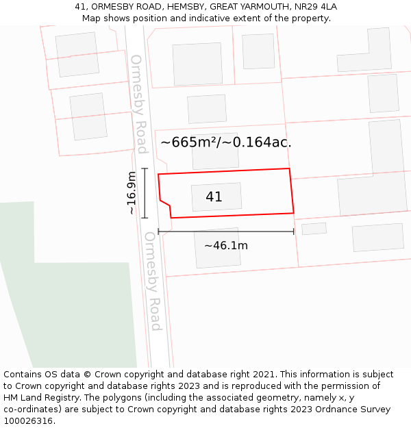 41, ORMESBY ROAD, HEMSBY, GREAT YARMOUTH, NR29 4LA: Plot and title map