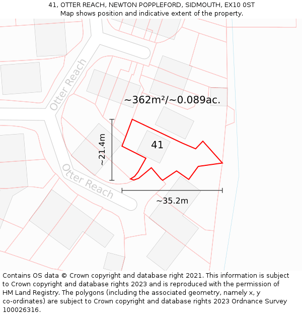 41, OTTER REACH, NEWTON POPPLEFORD, SIDMOUTH, EX10 0ST: Plot and title map