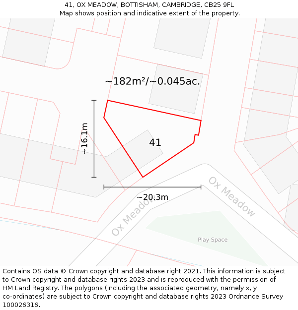 41, OX MEADOW, BOTTISHAM, CAMBRIDGE, CB25 9FL: Plot and title map