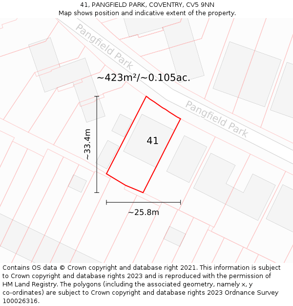 41, PANGFIELD PARK, COVENTRY, CV5 9NN: Plot and title map