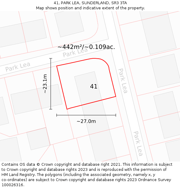 41, PARK LEA, SUNDERLAND, SR3 3TA: Plot and title map