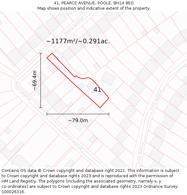 41, PEARCE AVENUE, POOLE, BH14 8EG: Plot and title map