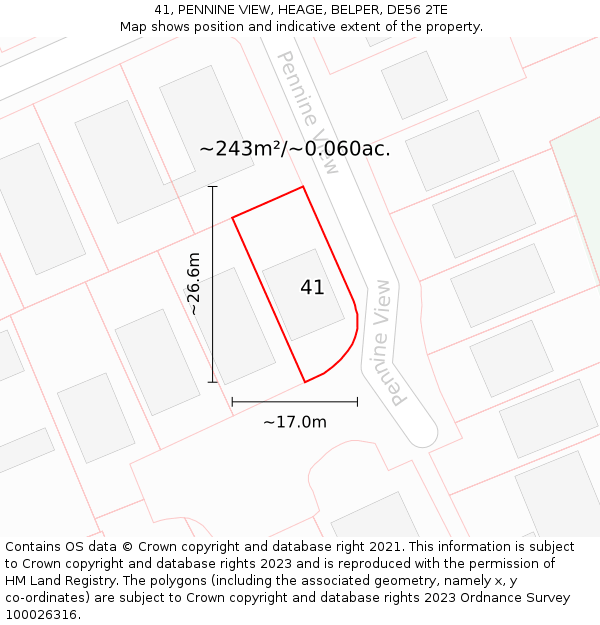 41, PENNINE VIEW, HEAGE, BELPER, DE56 2TE: Plot and title map