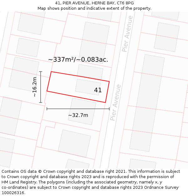 41, PIER AVENUE, HERNE BAY, CT6 8PG: Plot and title map