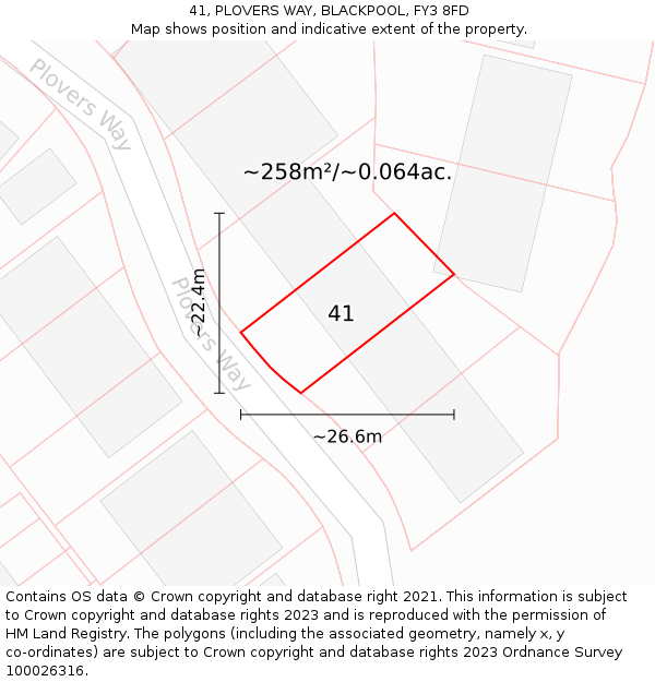 41, PLOVERS WAY, BLACKPOOL, FY3 8FD: Plot and title map
