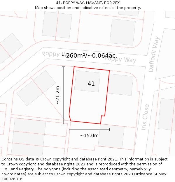 41, POPPY WAY, HAVANT, PO9 2FX: Plot and title map