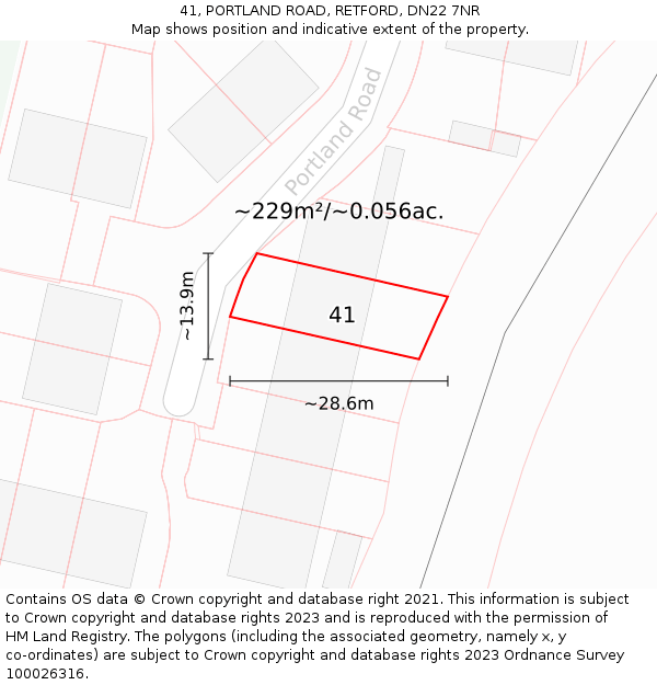 41, PORTLAND ROAD, RETFORD, DN22 7NR: Plot and title map