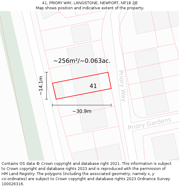 41, PRIORY WAY, LANGSTONE, NEWPORT, NP18 2JE: Plot and title map