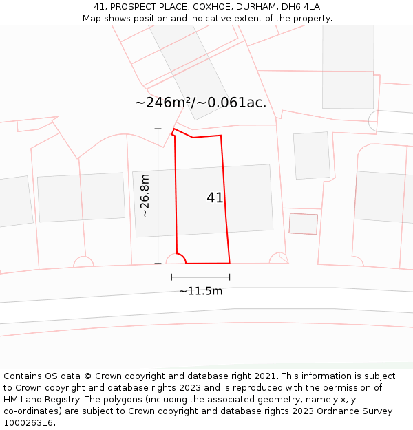41, PROSPECT PLACE, COXHOE, DURHAM, DH6 4LA: Plot and title map