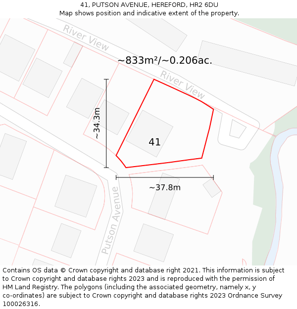 41, PUTSON AVENUE, HEREFORD, HR2 6DU: Plot and title map
