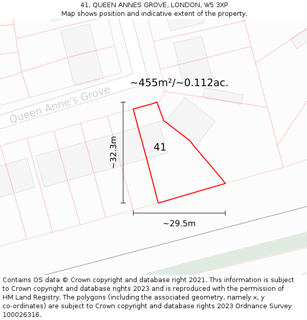 41, QUEEN ANNES GROVE, LONDON, W5 3XP: Plot and title map