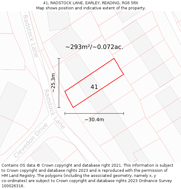 41, RADSTOCK LANE, EARLEY, READING, RG6 5RX: Plot and title map