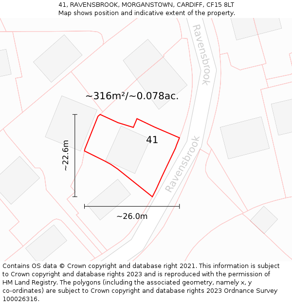 41, RAVENSBROOK, MORGANSTOWN, CARDIFF, CF15 8LT: Plot and title map