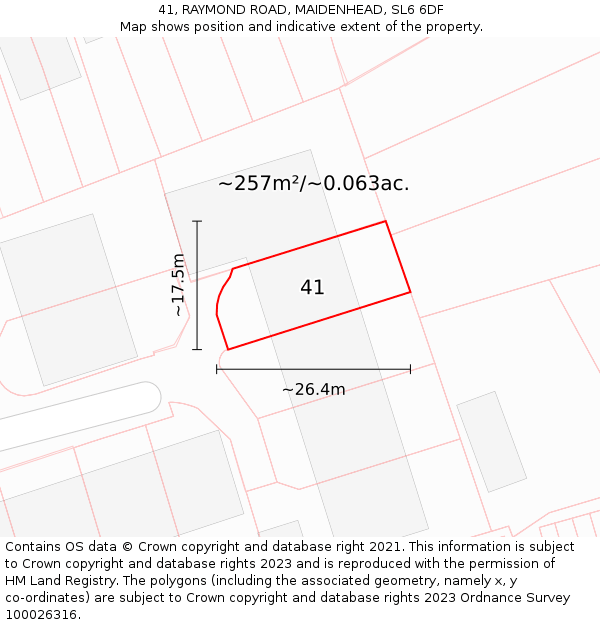 41, RAYMOND ROAD, MAIDENHEAD, SL6 6DF: Plot and title map