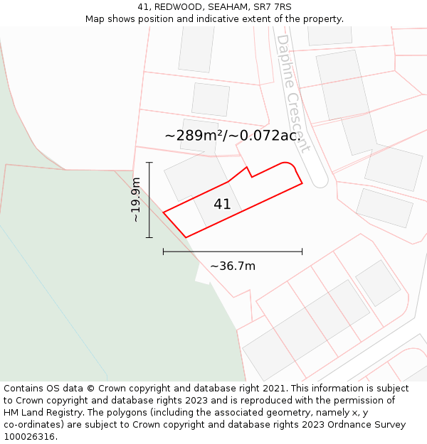 41, REDWOOD, SEAHAM, SR7 7RS: Plot and title map