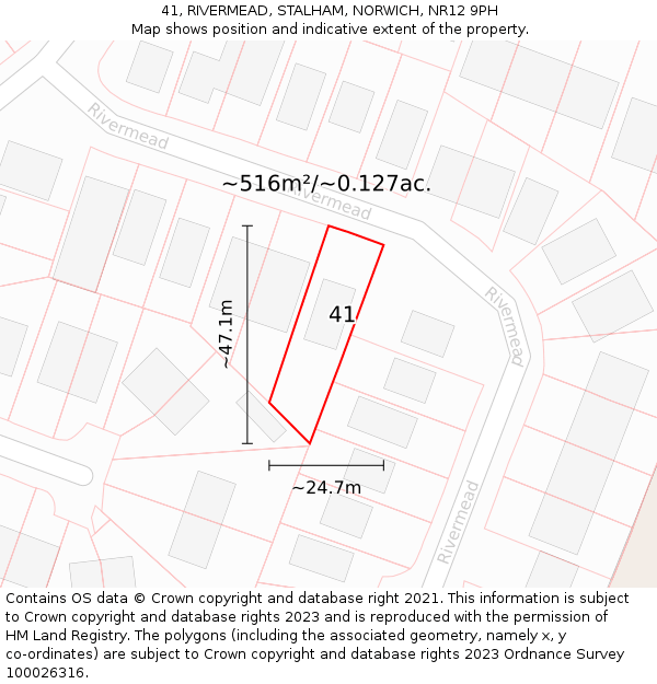41, RIVERMEAD, STALHAM, NORWICH, NR12 9PH: Plot and title map